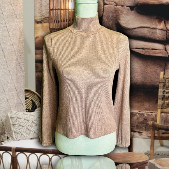 Madewell ‘Heathered Bubble-Sleeve Swing Turtleneck’ in “Heather Rose” Size Small - Picture 3 of 16